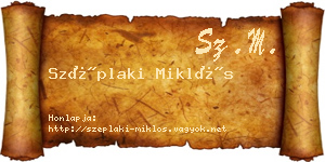 Széplaki Miklós névjegykártya