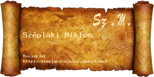 Széplaki Miklós névjegykártya