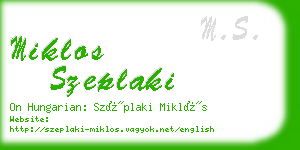 miklos szeplaki business card